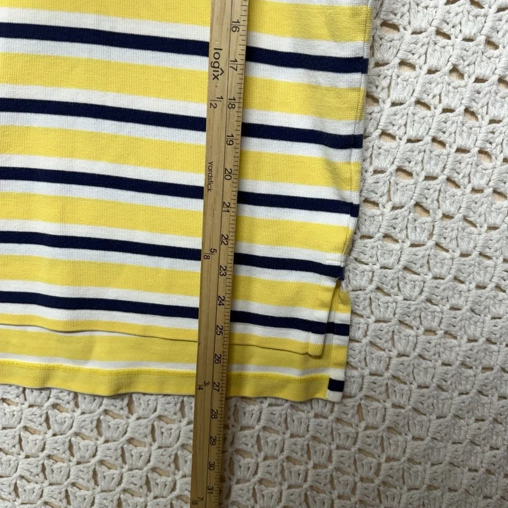 Polo Ralph Lauren Shirt Men M Yellow White Stripe Blue Pony Polo Collar Vtg